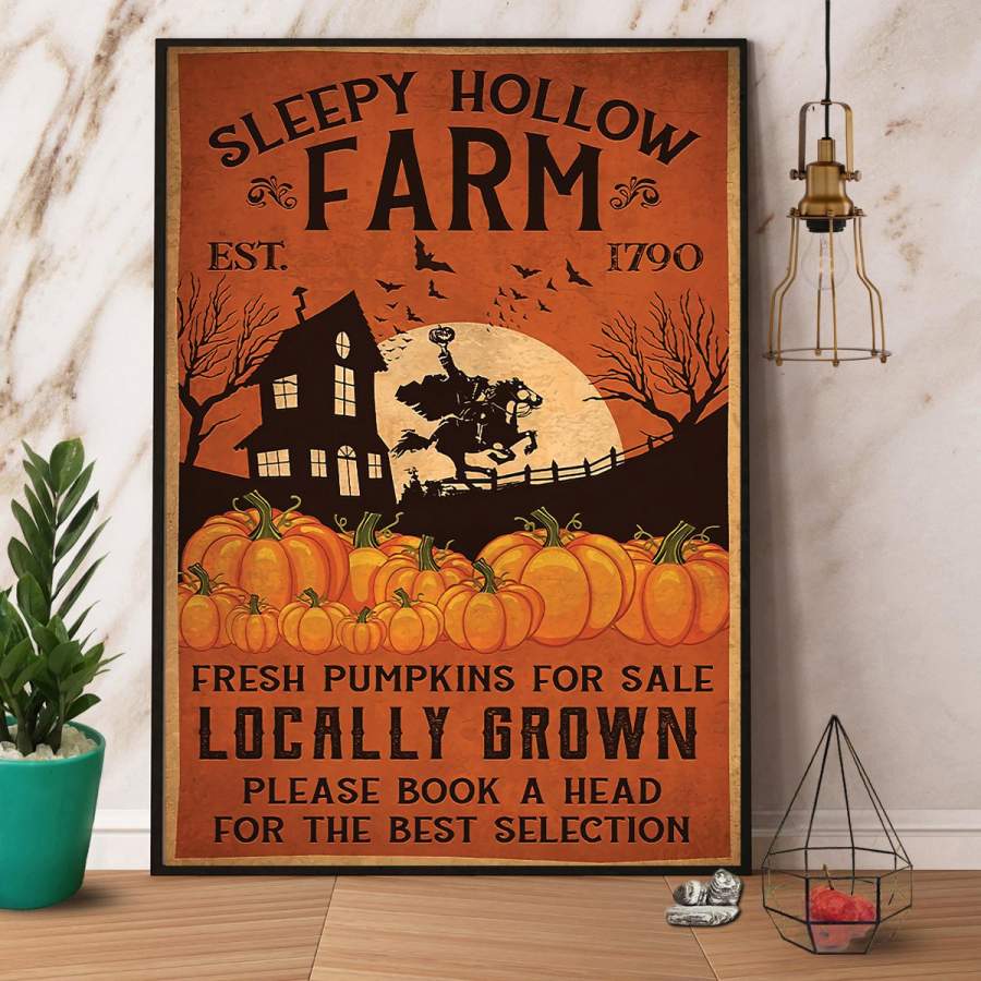 Sleepy hollow farm Halloween paper poster no frame/ wrapped canvas wall decor full size