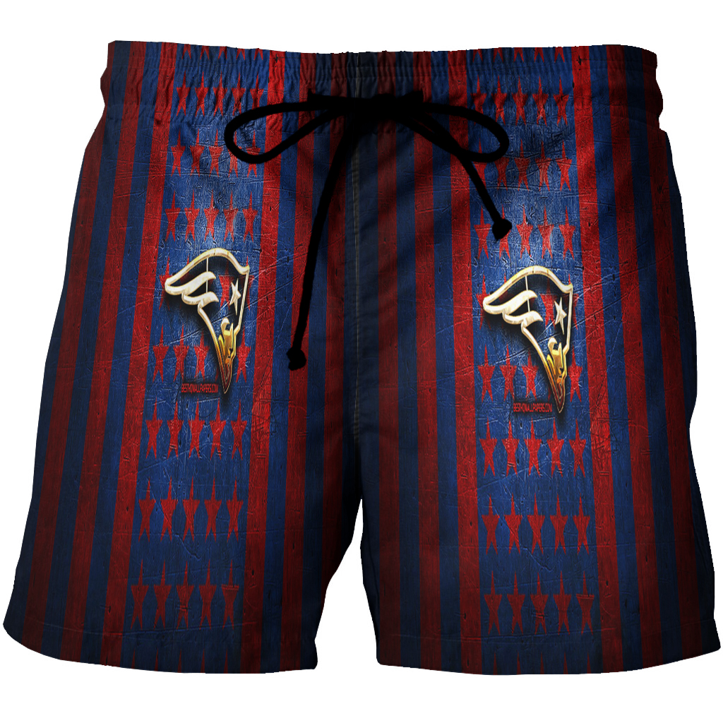 New England Patriots Golden Pat Red Blue 3D All Over Print Summer Beach Hawaiian Short