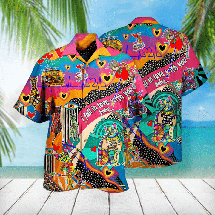 I Fall In Love With Hippie Cat Hawaii Shirt For Men And Women Ha9935