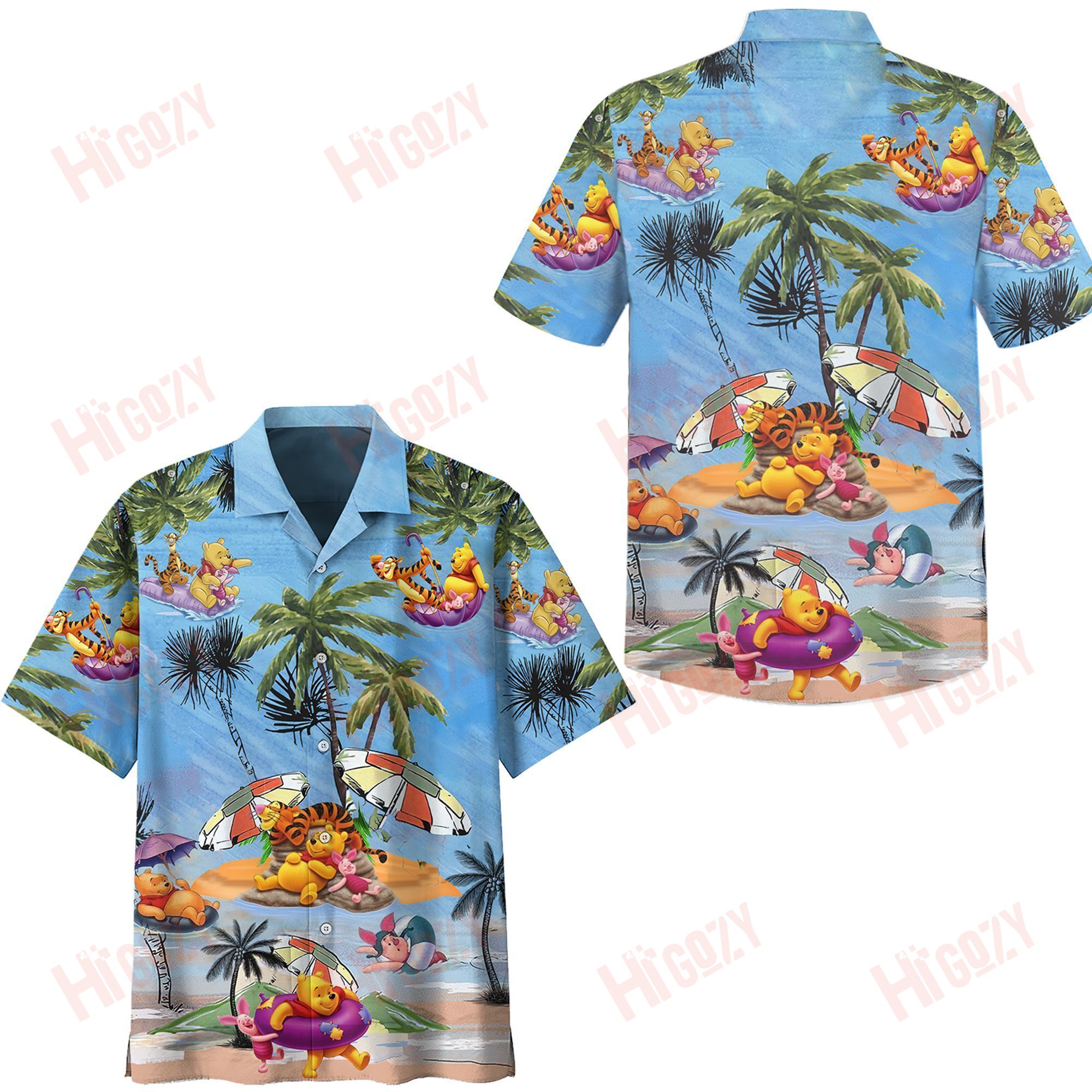 Winnie The Pooh Hawaii Shirt Unisex Custom Floral Button Up, Pooh Bear Hawaiian Shirt Fall Family Beach Gifts For Him Her Couple