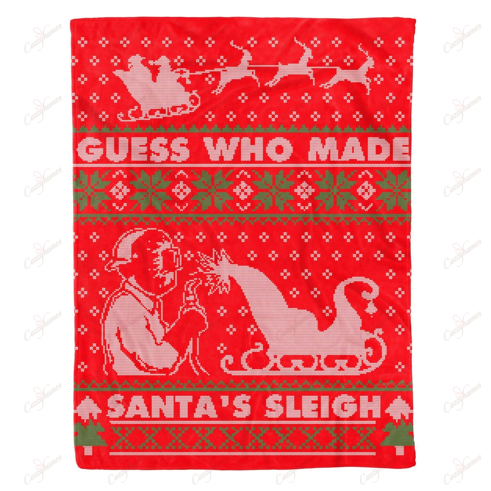 Ugly Christmas Santa Sleigh Welder XA2703078CL Fleece Blanket