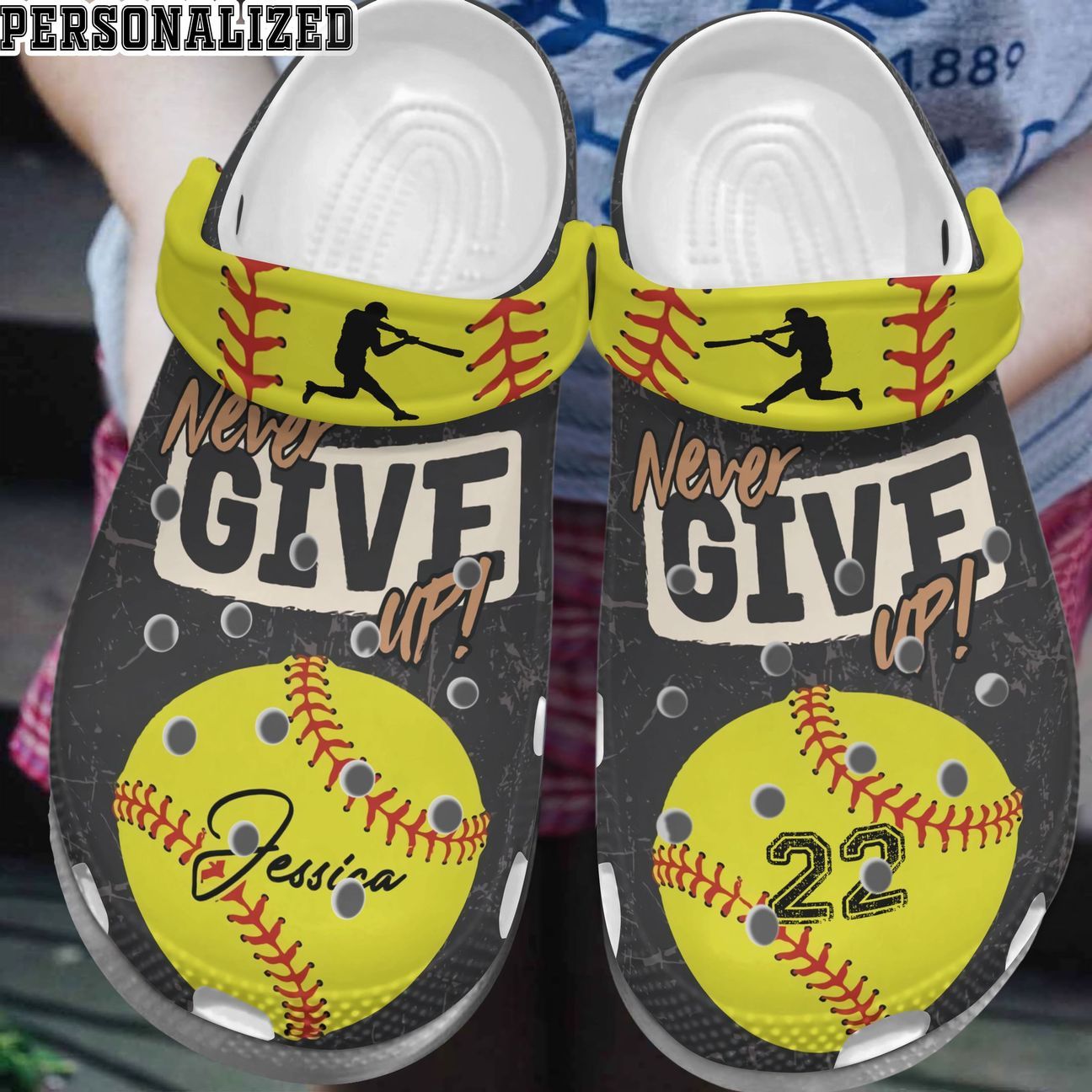 Softball Personalized Clog, Custom Name, Text, Color, Number Fashion Style For Women, Men, Kid, Print 3D Softball P2