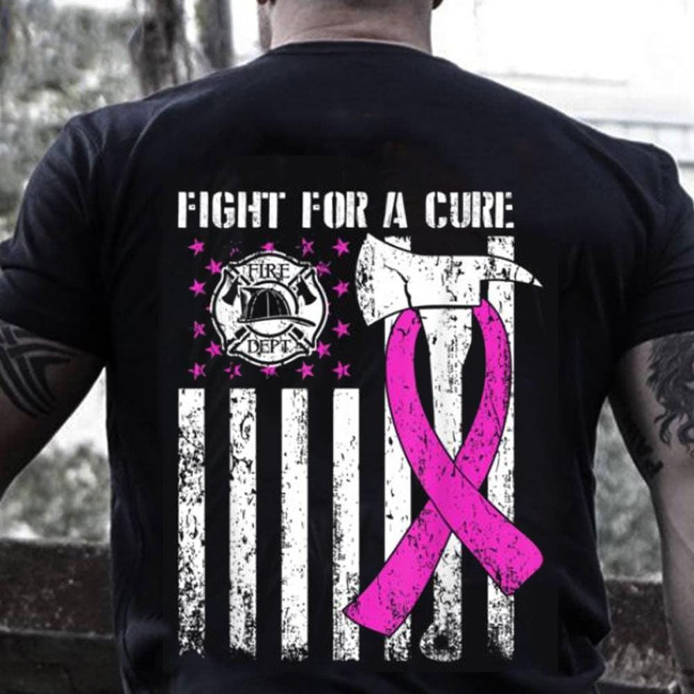 Fight For A Cure With Pink Ribbon American Flag, Breast Cancer Shirts