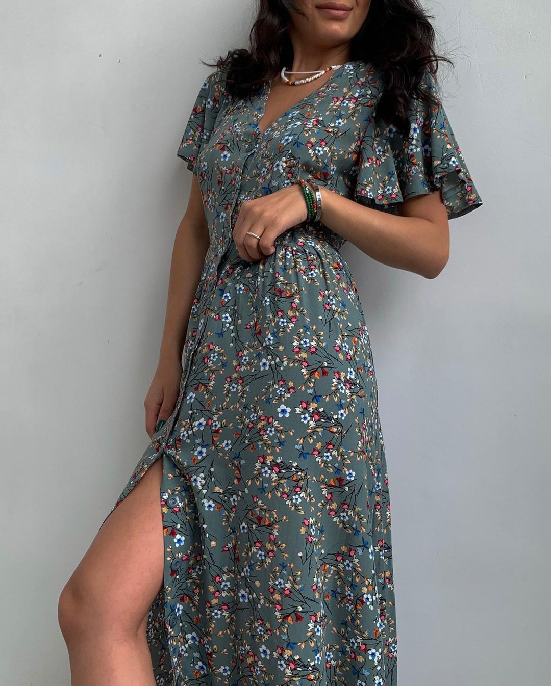 Boho French Style Flower Printed Dress Women V-Neck Elegant Lace-up Sundress Summer Elegantes Para Mujer 2022 Maxi Dress Vestido alx