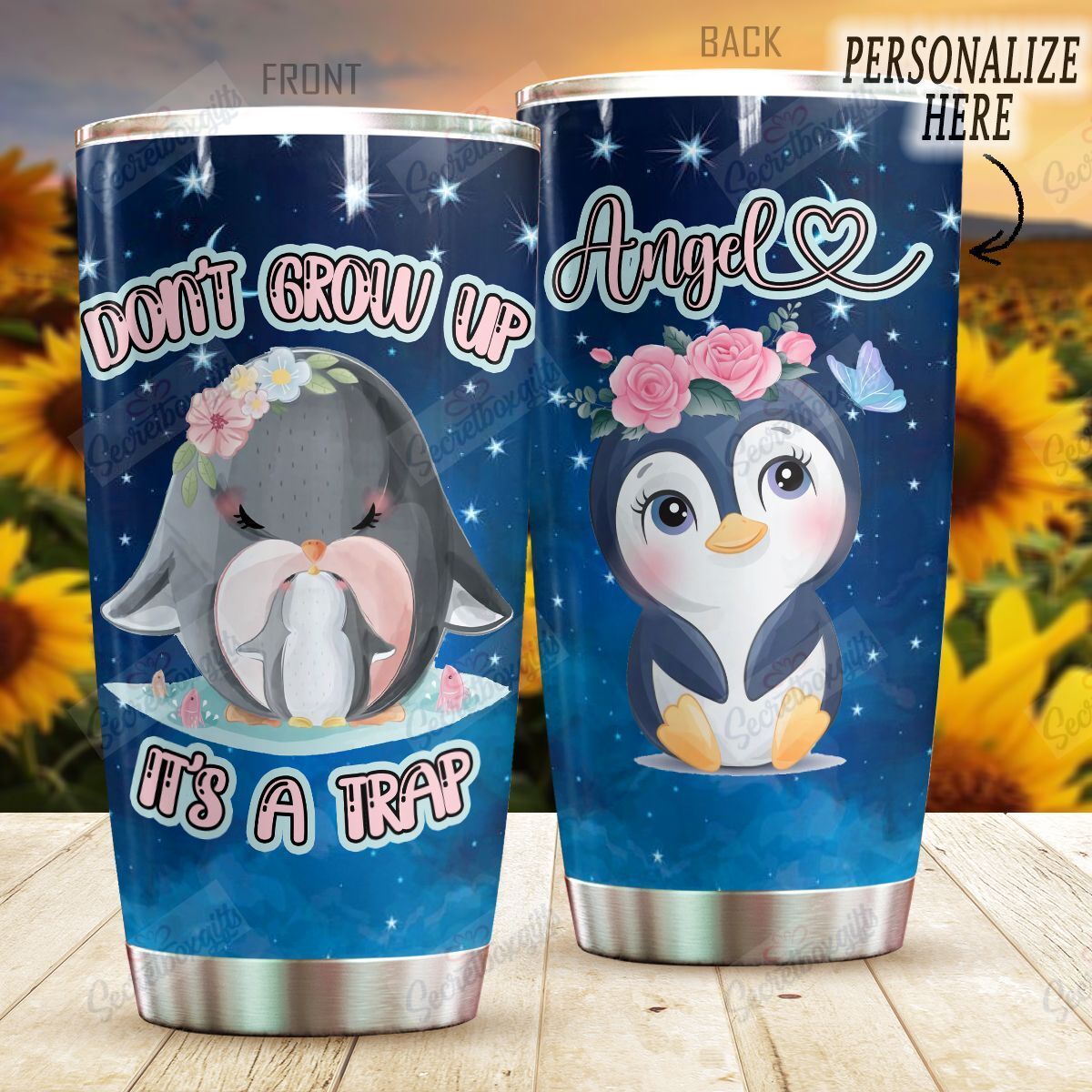 Personalized Penguin Dont Grow Up Nc0810427Cl Stainless Steel Tumbler Customize Name, Text, Number