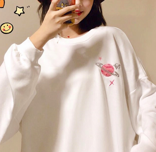 Planet Embroidered Sweatshirt 2D Crewneck Sweatshirt All Over Print Sweatshirt For Women Sweatshirt For Men Sws3469