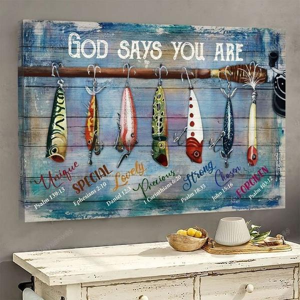 Fishing – God Says You Are Jesus Landscape Canvas Print – Poster And Canvas Art Wall Decor