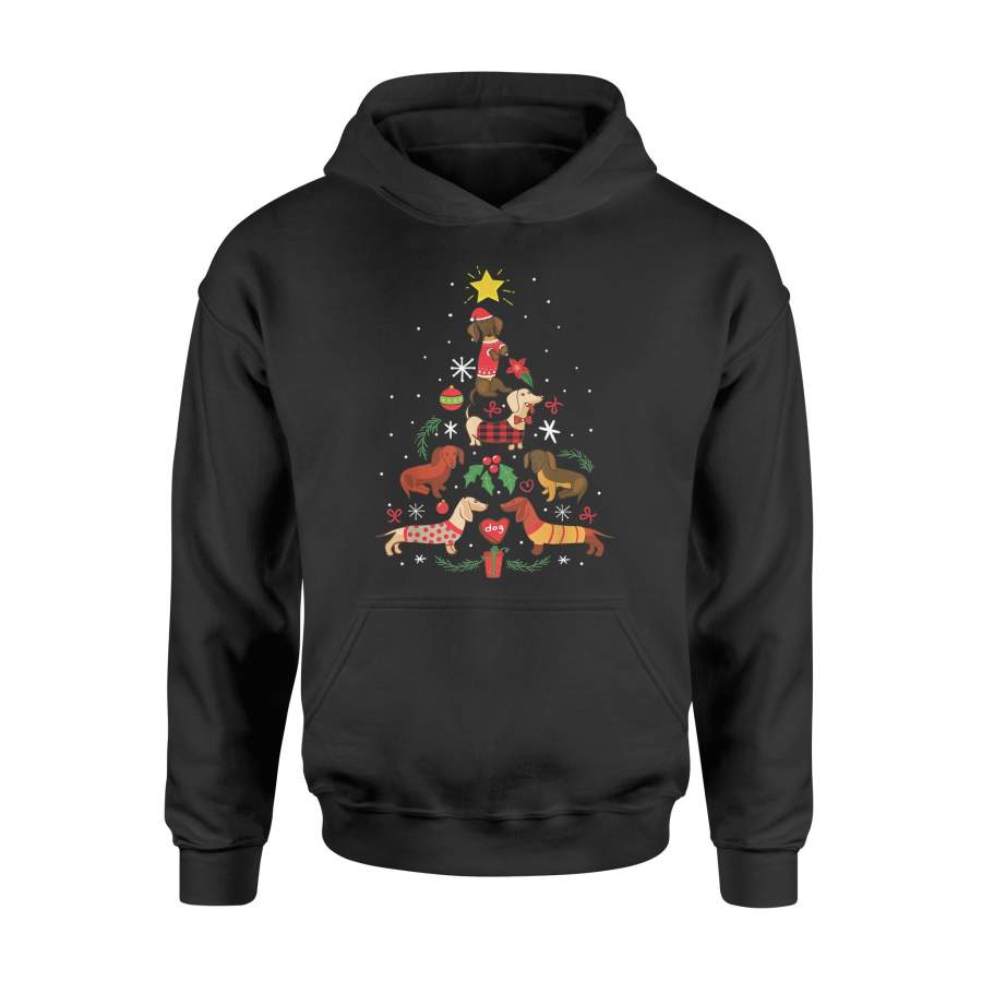 Christmas T-Shirt Dachshund Christmas Tree T Shirt – Standard Hoodie