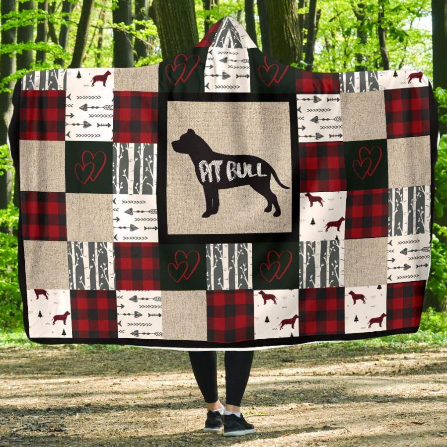 Woodland Patchwork Pit Bull Hooded Blanket