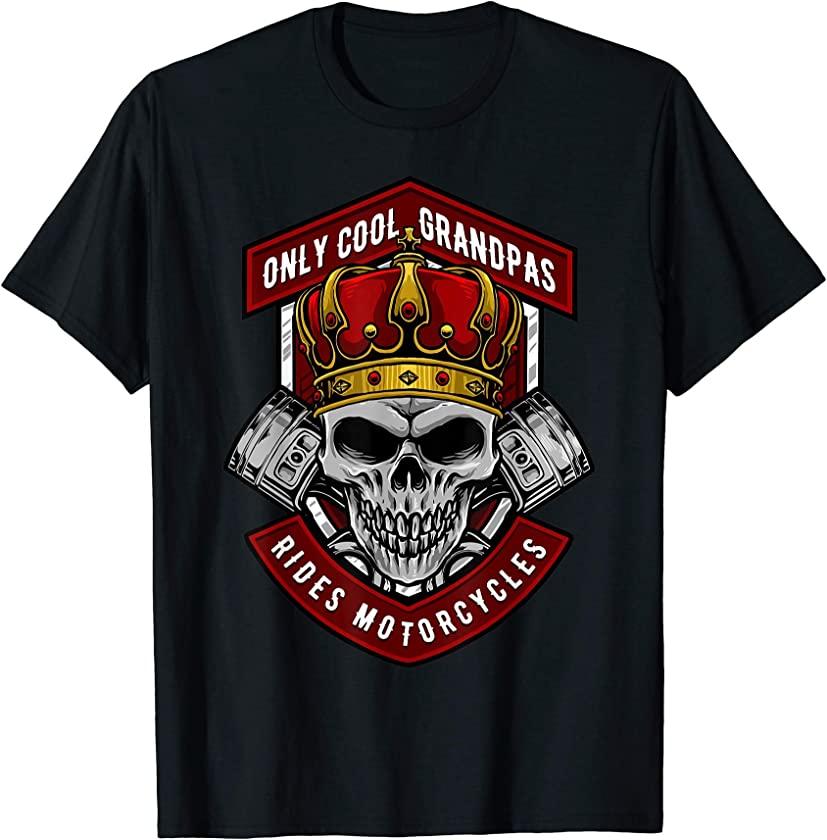 Cool Grandpas Rides Motorcycle – Bad Ass Biker Team Emblem T-Shirt