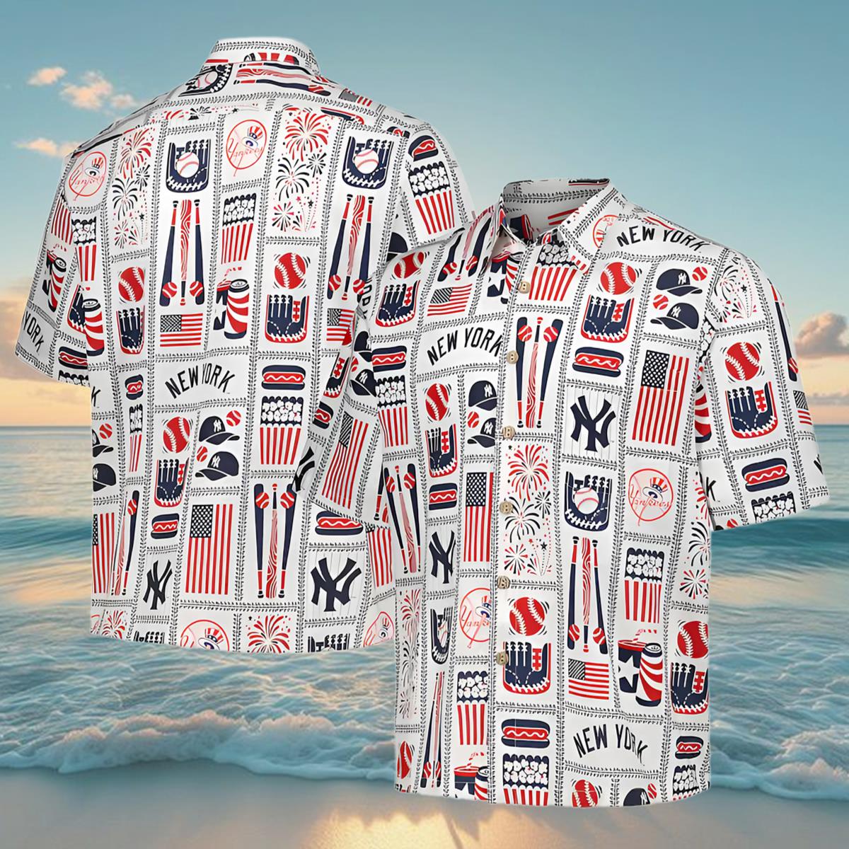 Reyn Spooner White Women Yankees Hawaiian Shirt