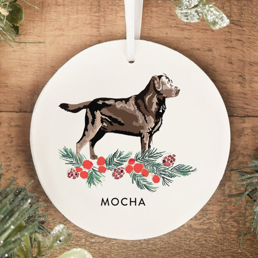 Chocolate Lab Ornament, Labrador Retriever Christmas