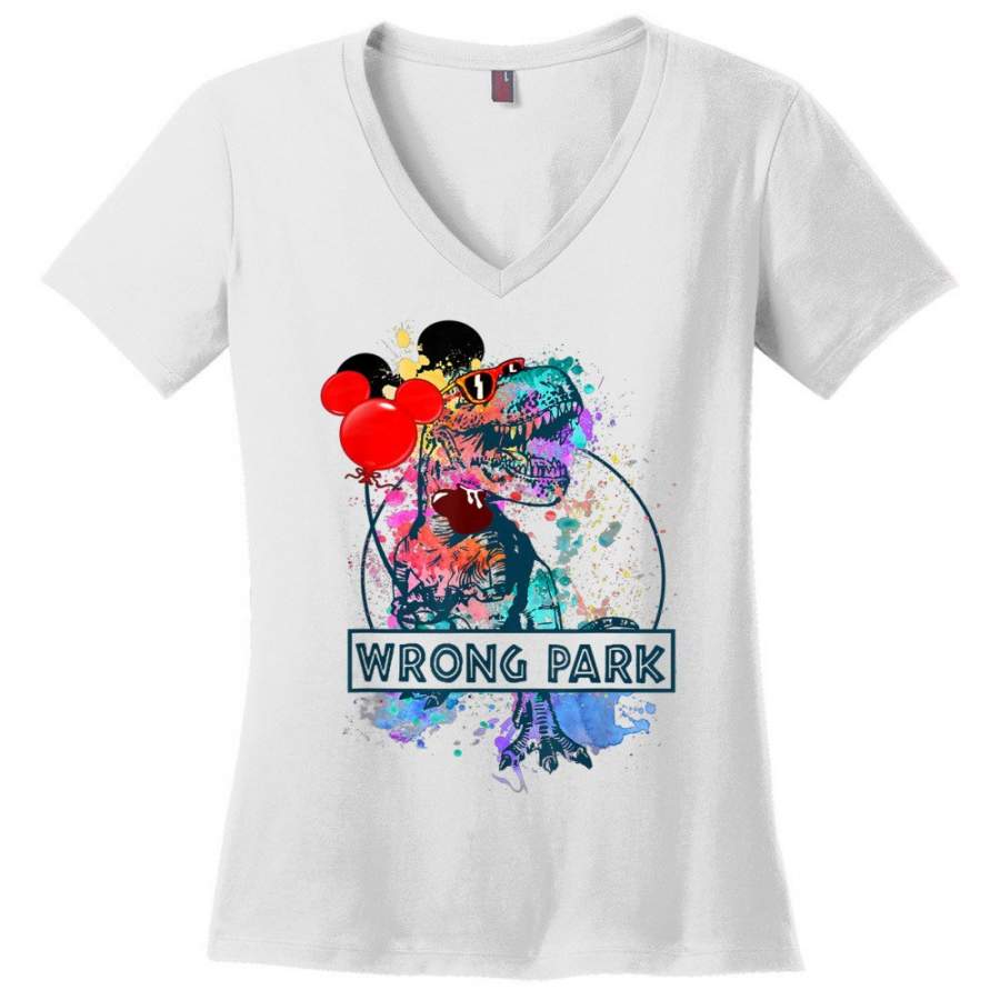 T-rex Wrong Park T-rex With Balloons Get Lost Ladies V-neck