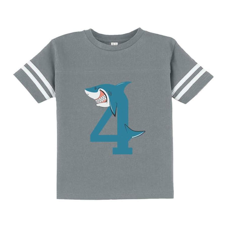 4th Birthday Shark Four Year Old Toddler Jersey T-Shirt