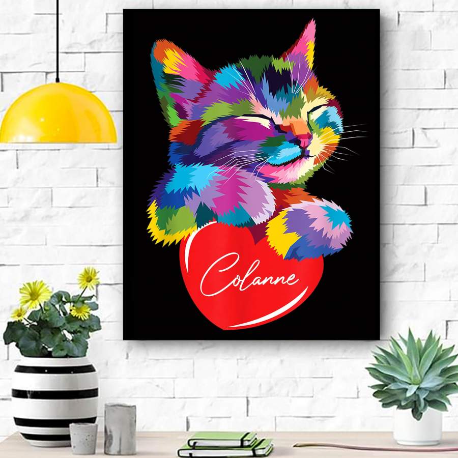 Custom Canvas Cute Cat Gift for Kitten Lovers Personalized Canvas – Matte Canvas