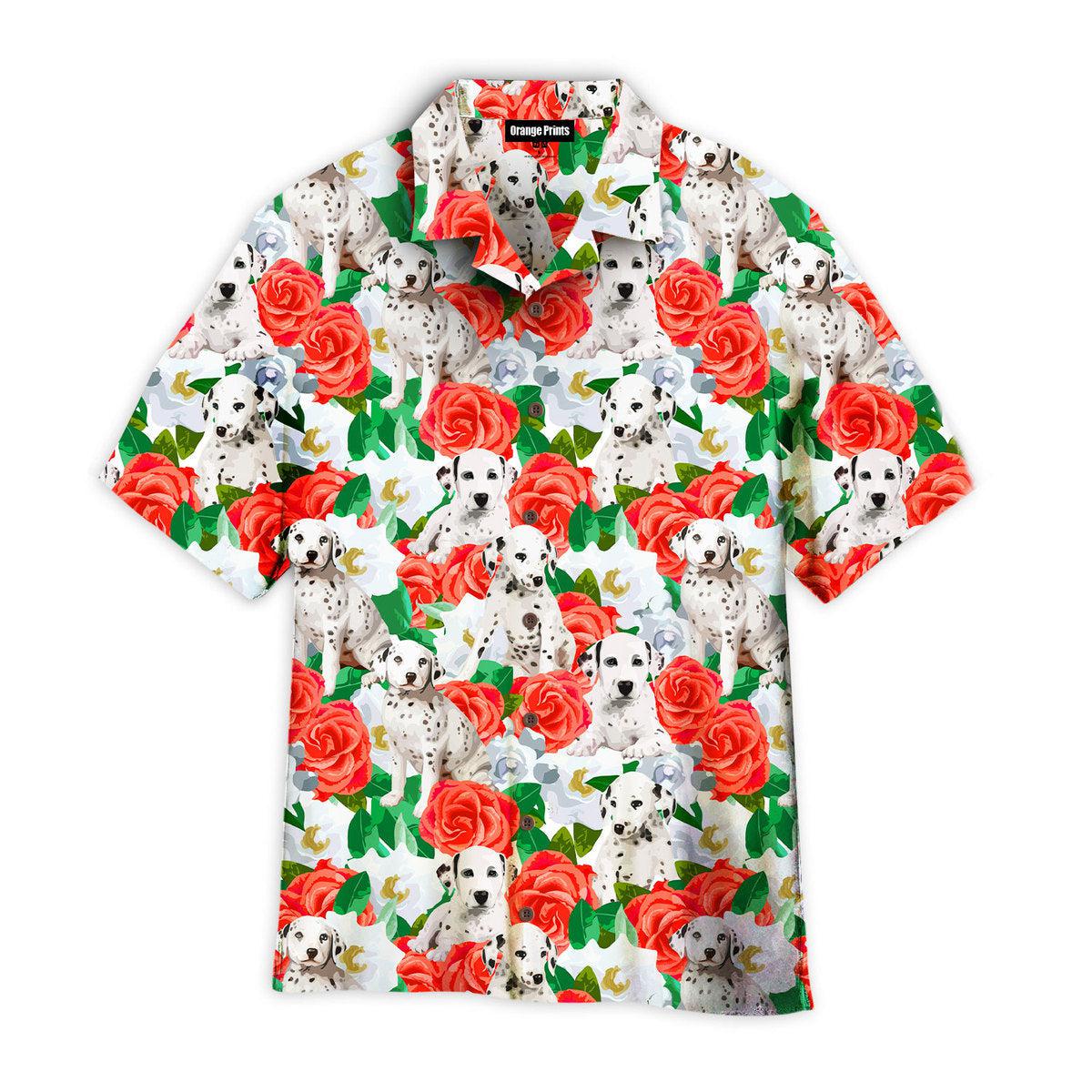 Dalmatins Dog In Red Flowers Hawaii Shirt For Men Women Ha46983