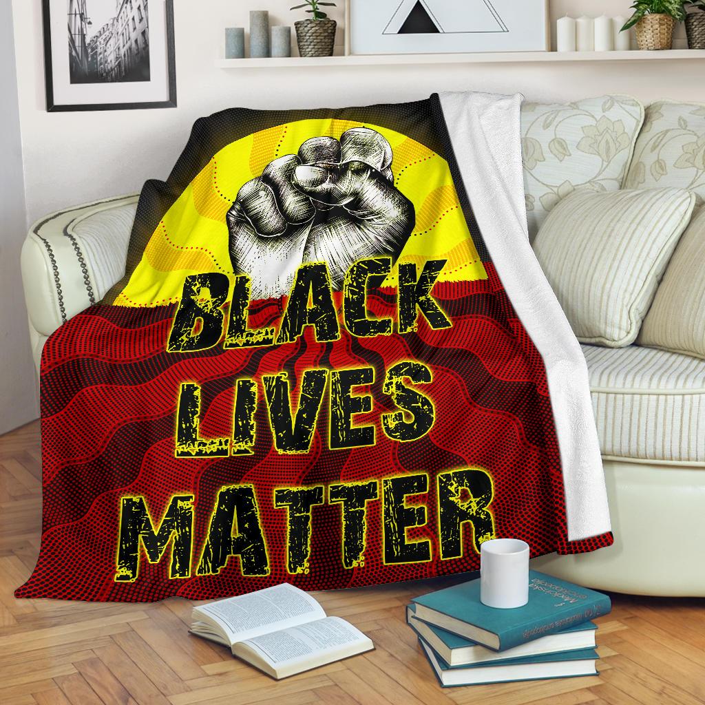 Premium Blanket – Aboriginal Black Lives Matter Sun Dot Painting