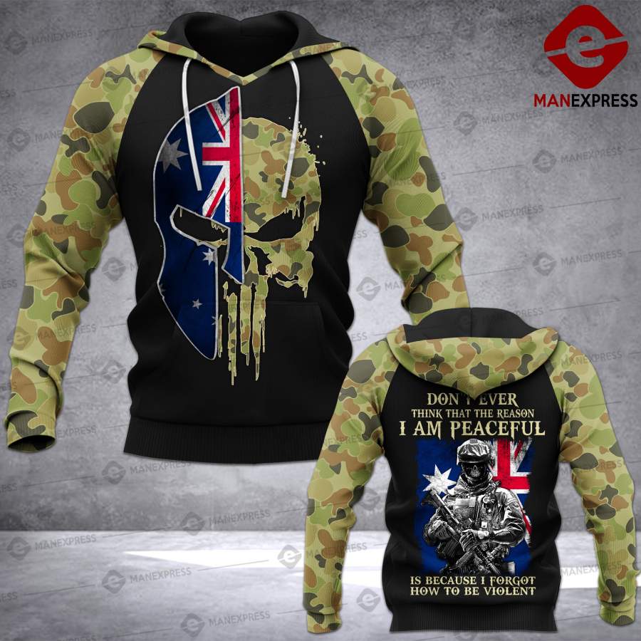 Australian Army -Australia 3D Printed Hoodie & Tshirt Spartan DONT EVER