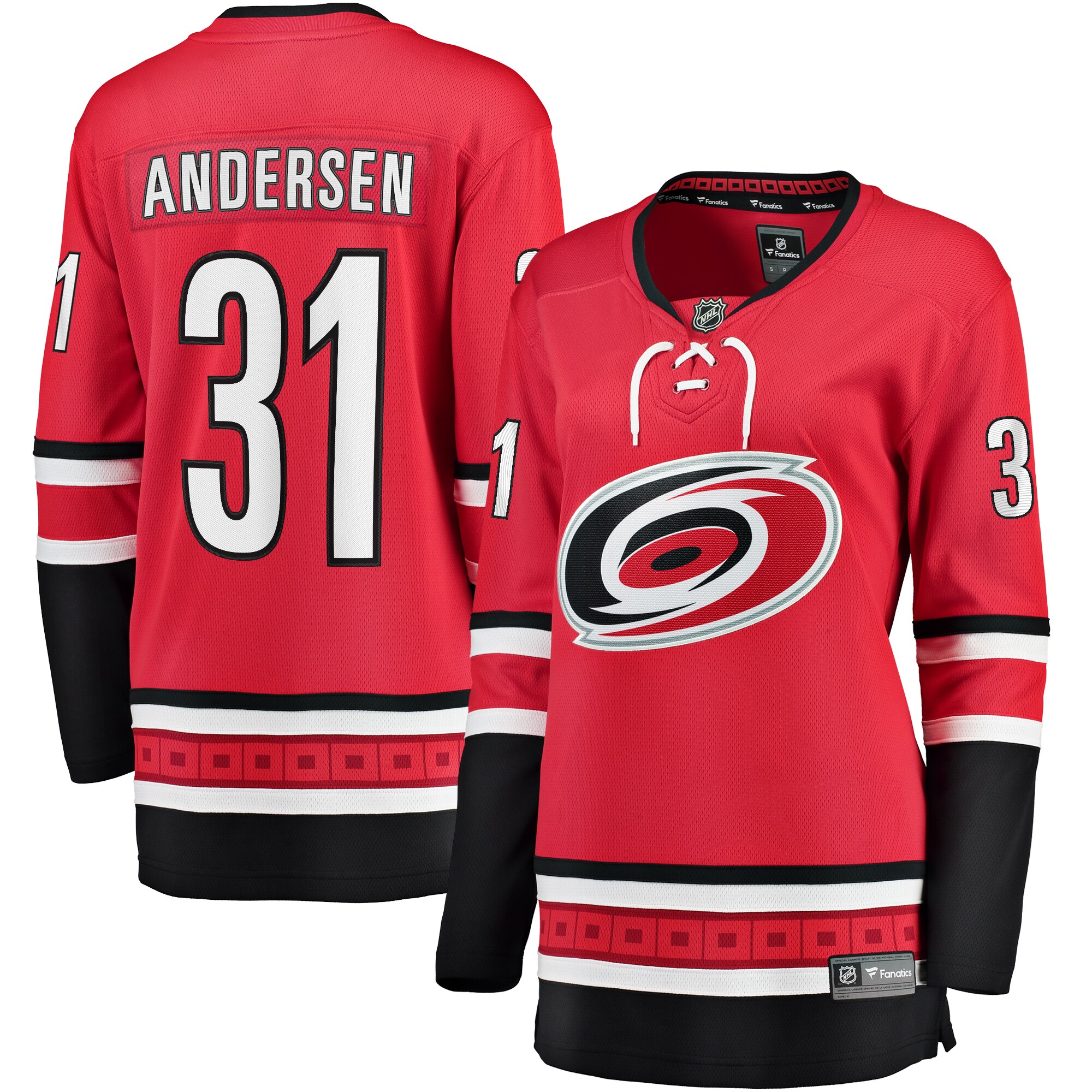 Frederik Andersen Carolina Hurricanes Branded Women's Alternate Breakaway Player Jersey – Red