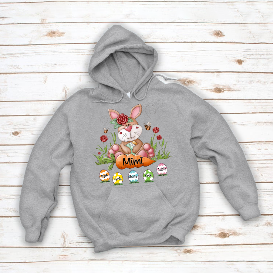 Personalized Bunny Grandma Rabbit Cute With Grankids Egg Easter Day Hoodie