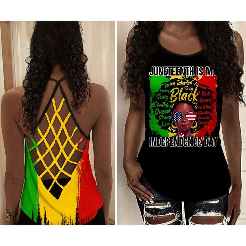 Black Queen Juneteenth Is My Independence Day Cross Tank Top #Kv