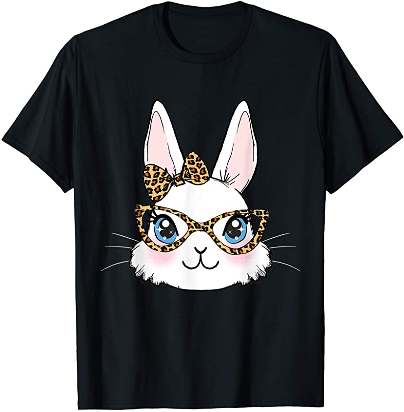 Easter Bunny Rabbit with Leopard Glasses T-Shirt