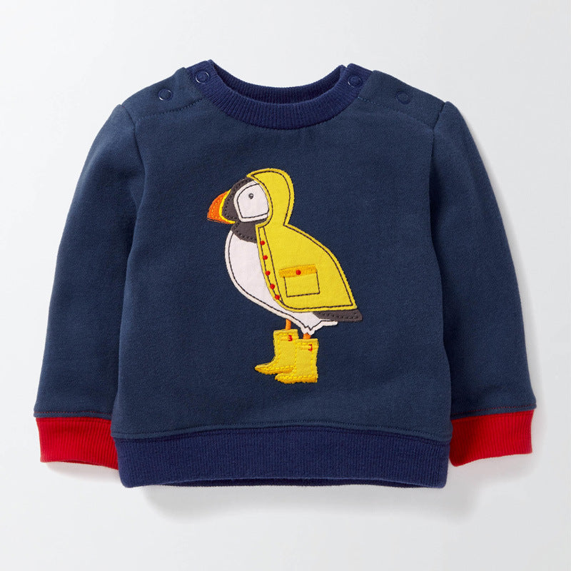 Cotton Boys T Shirt Boys Tops 2018  Spring Autumn Boys Cartoon Bird Outwear Baby Children Clothing Kids Jacket