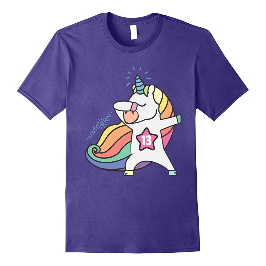 13th Birthday Shirt Birthday Girl 13 Unicorn T-Shirt June