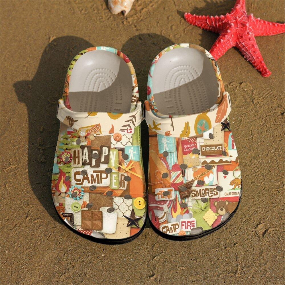 Camping Personalized Clog, Custom Name, Text, Color, Number Fashion Style For Women, Men, Kid, Print 3D Happy Trip