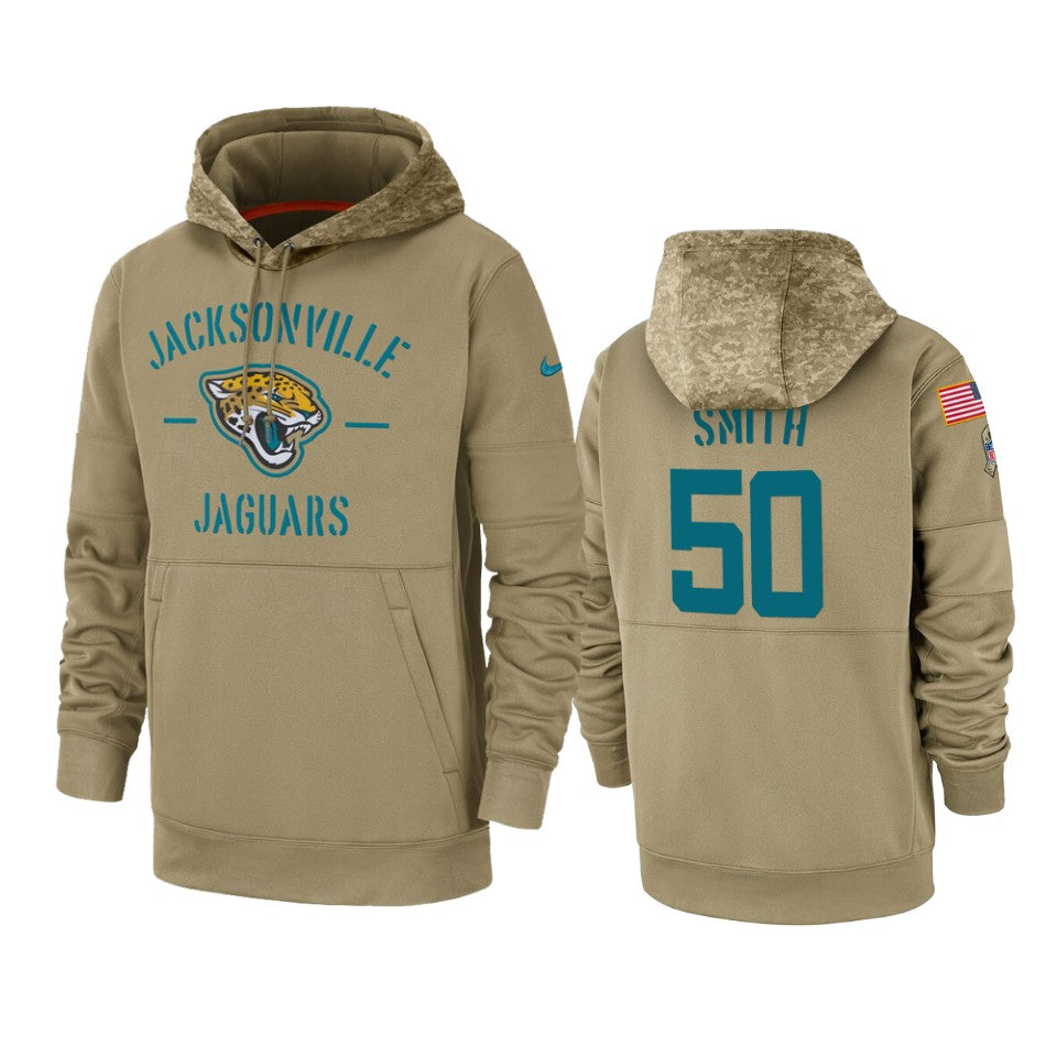 Jacksonville Jaguars Telvin Smith Tan 2019 Salute To Service Sideline Therma Pullover Hoodie