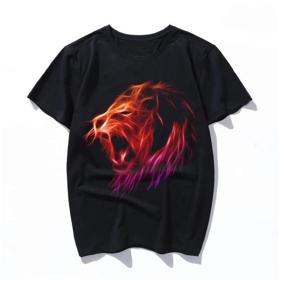 cool lion Summer Tops Korean Ulzzang Harajuku Embroidery Short Sleeve Women men Casual Shirts T-shirt 2019 New