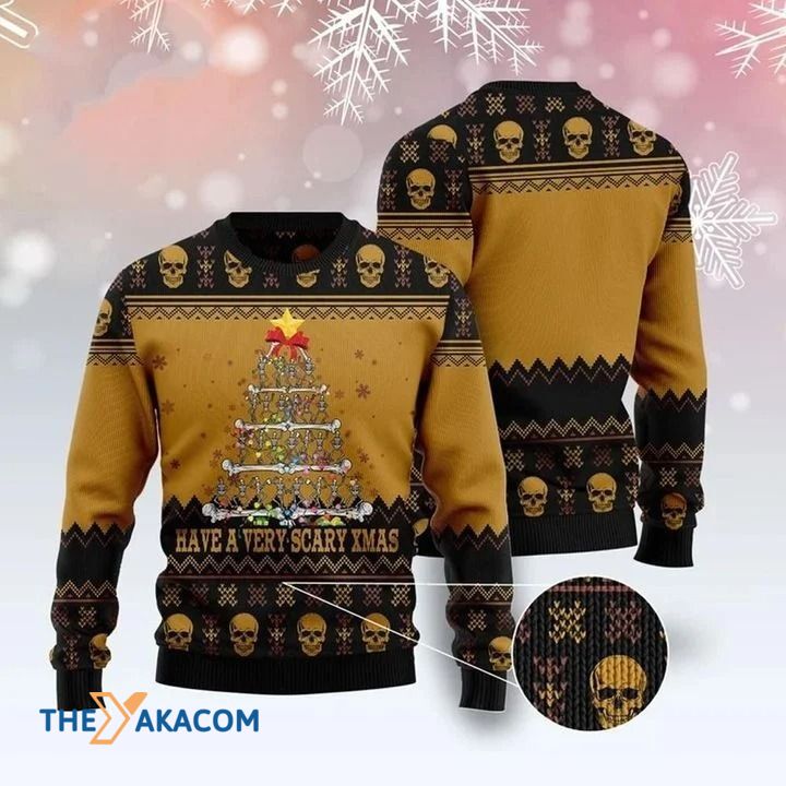 Skull Pattern Have A Very Scare Xmas Gift For Christmas Ugly Christmas Sweater