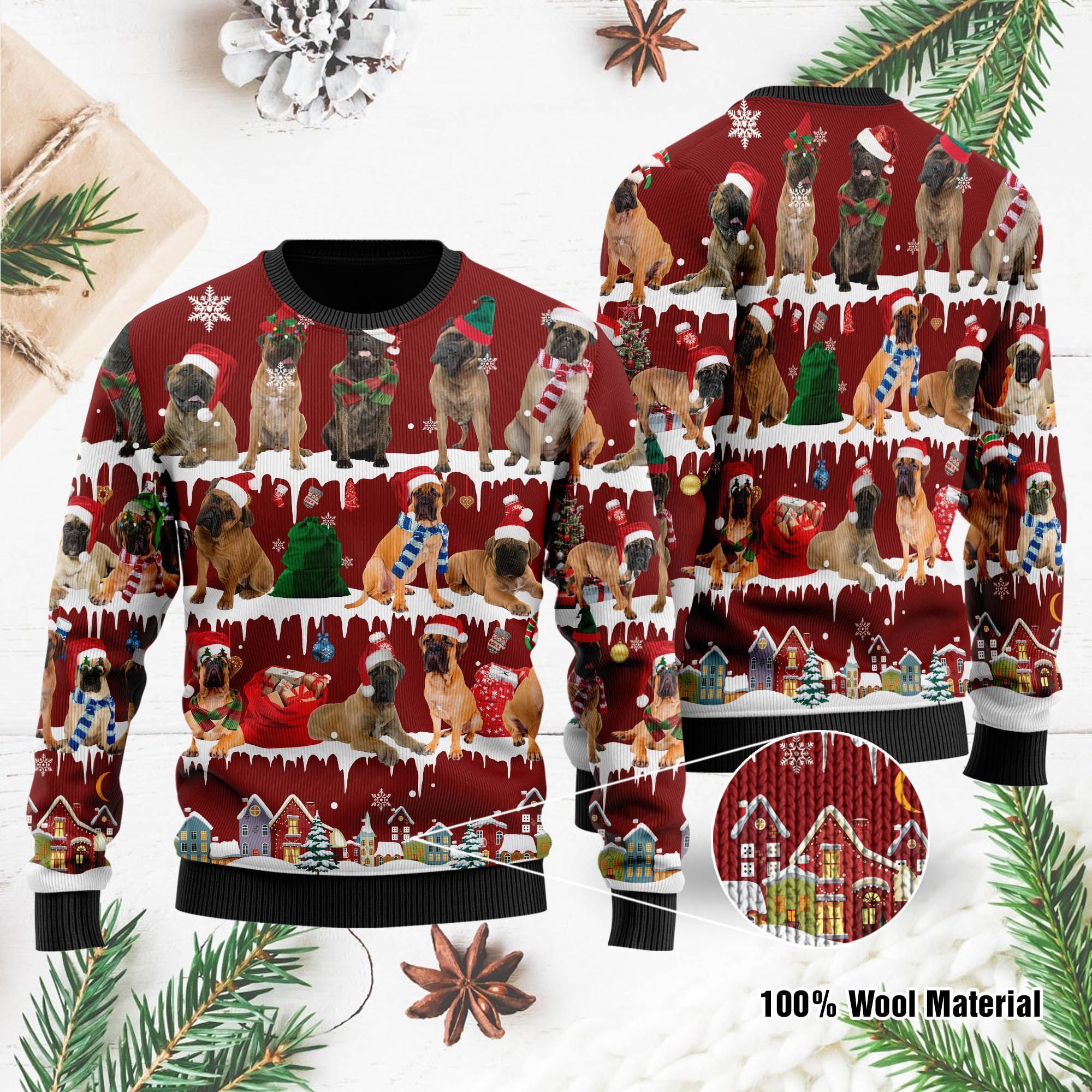 Bullmastiff Ugly Christmas Sweater For Bullmastiff Lovers On National Ugly Sweater Day And Christmas Time