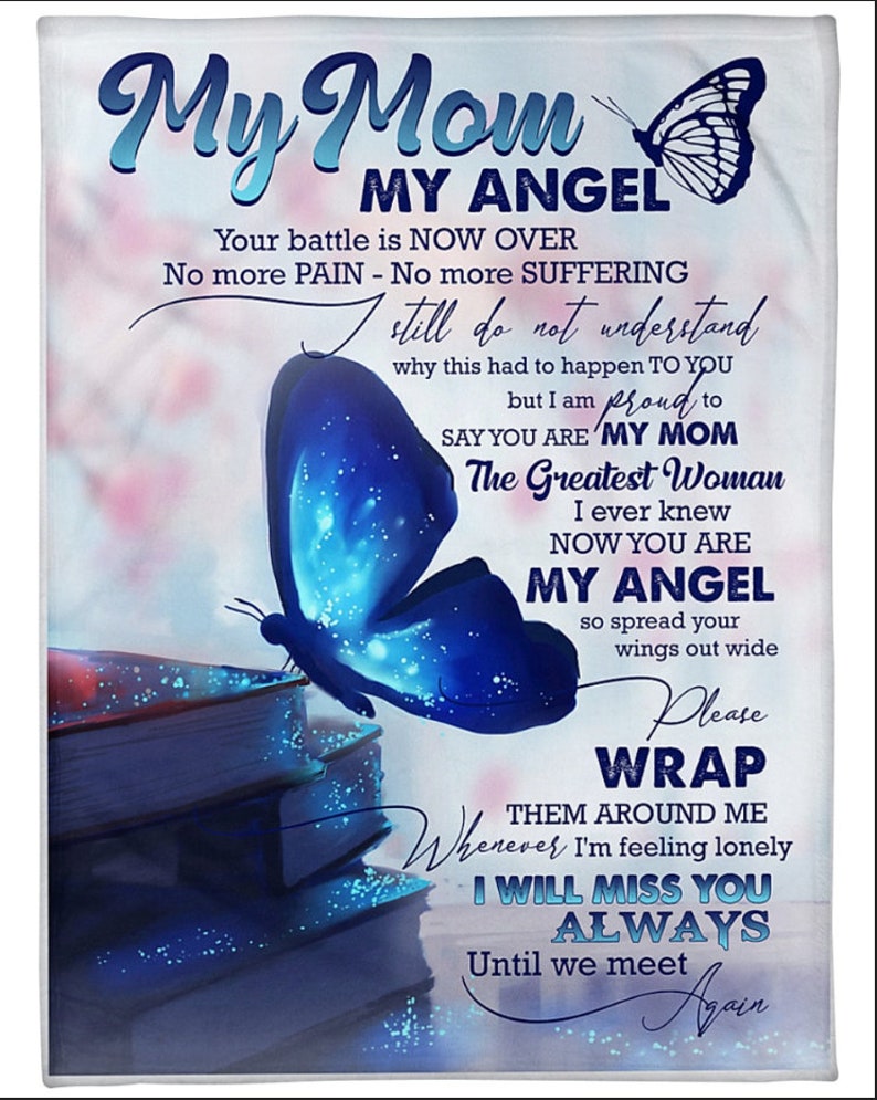 Custom Moon Blanket To My Angle Mom From Daughter Or Son Custom Blanket Family Blankets Christmas Blanket Christmas Gift Butterfly Blanket