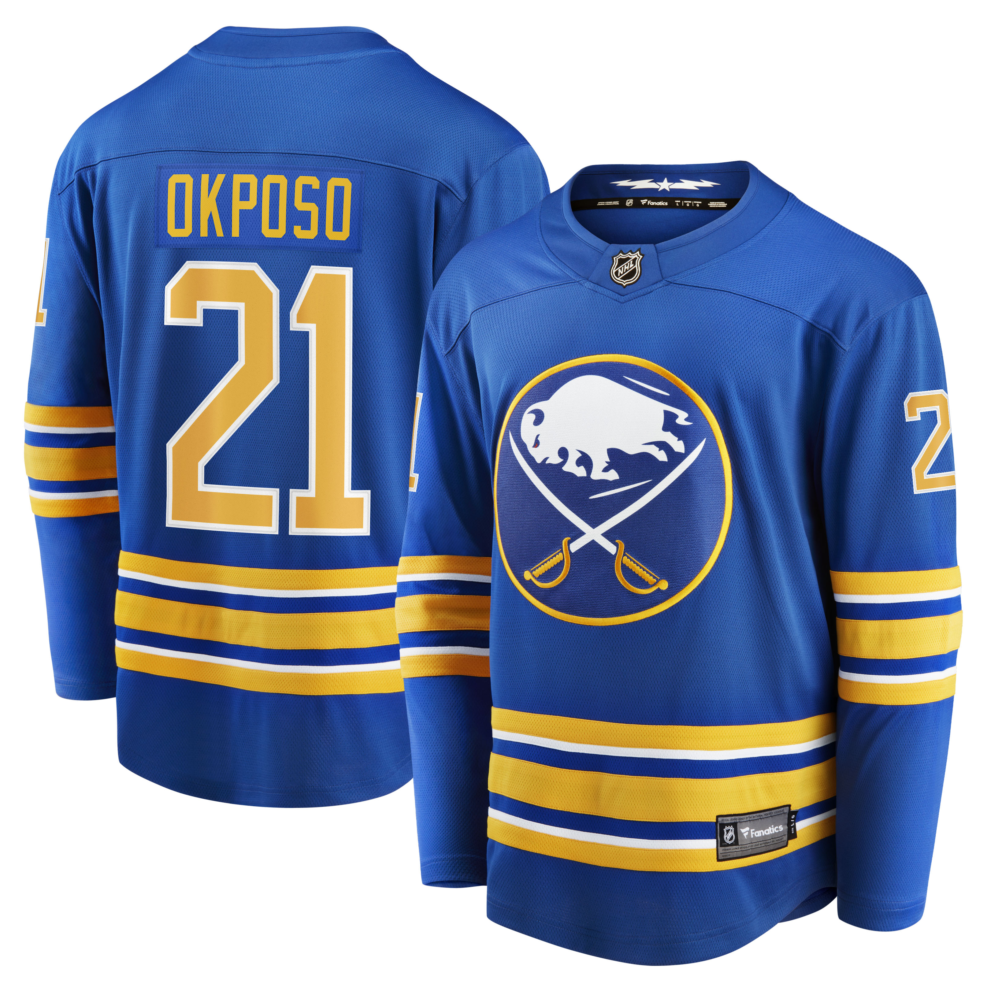 Men's Buffalo Sabres Kyle Okposo Royal Home Breakaway Jersey 2