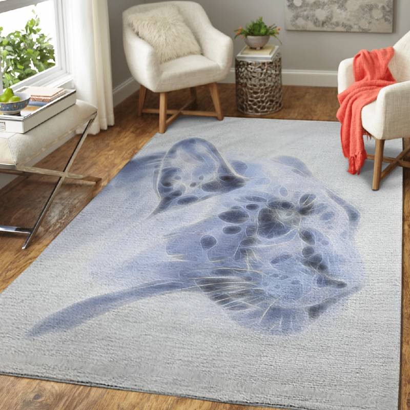 white Panther fractal – Animals Area Rug Carpet