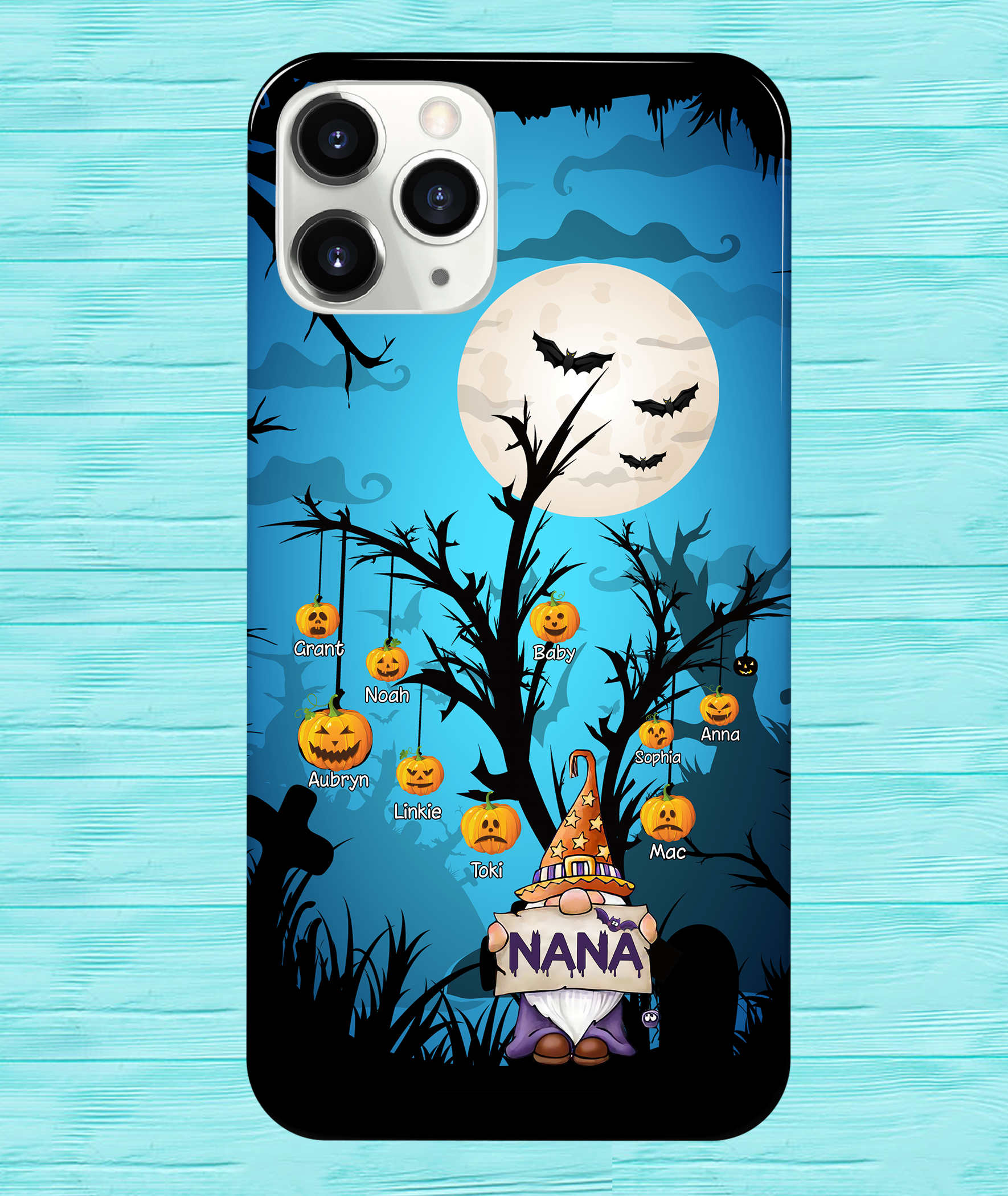 Grandma Gnome Fall Halloween Personalized Grandkids Pumpkin Names Phone Case Gift