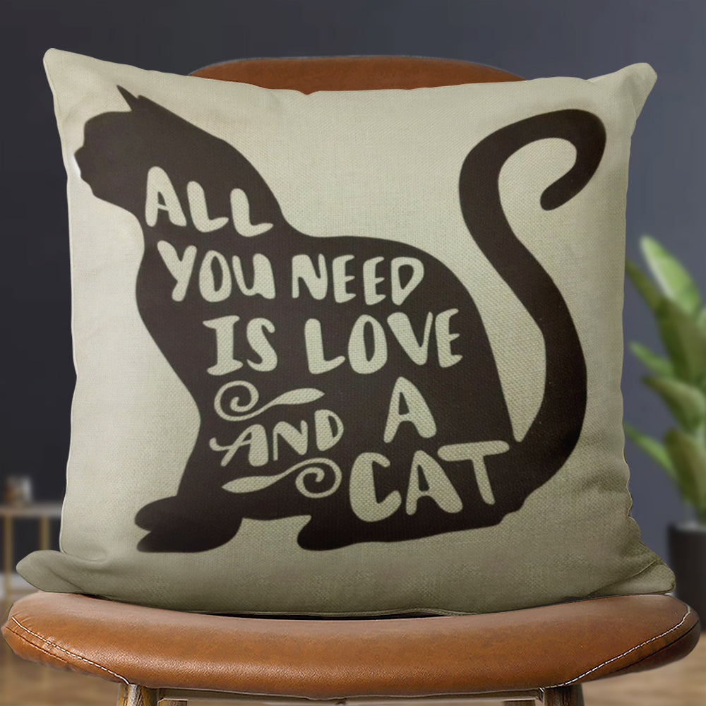 All You Need Is Love And A Cat Lover – Pillow Covers – Decorative Animal Black Cat Throw Pillow Cases – Cushion Cover – Furlidays