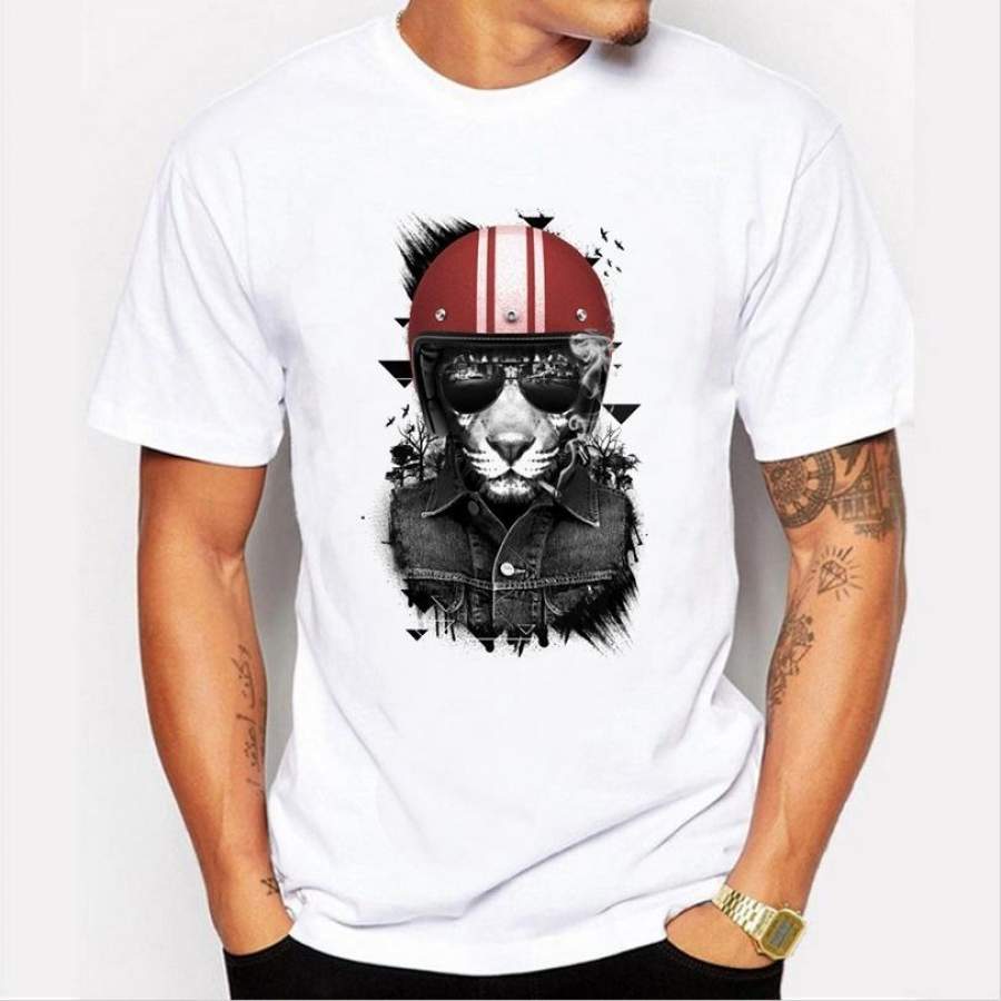 2017 Summer Fashion T-Shirt Street Hot White T-Shirt Personalized Punk Tigers T-Shirt Men’S