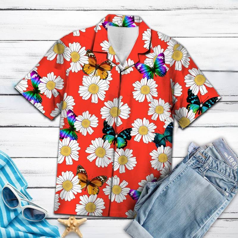 Butterfly Daisy Summer Hawaii Shirt Ha57096