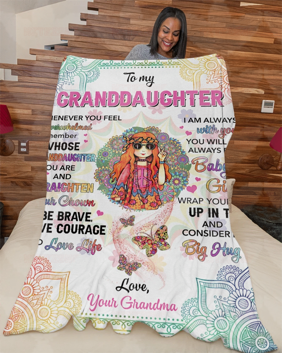 Hipper Grandma To Granddaughter Whenever You Feel Overwhelmed Remember Whose Granddaughter You Are & Straighten Your Crown Sherpa Blanket