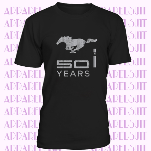 Ford Mustang 50 Years Silver Logo Men T-Shirt