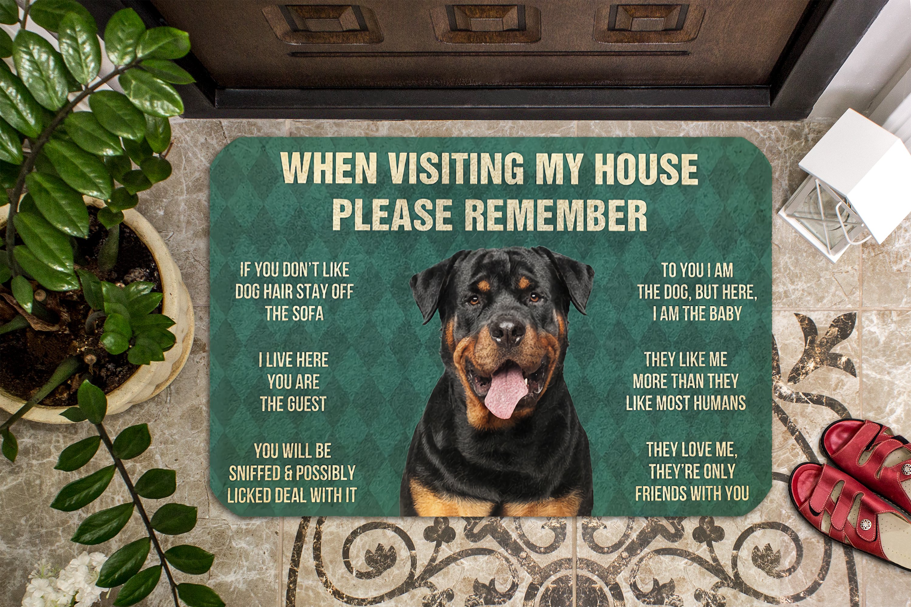 3D Please Remember Rottweiler Dog’s House Rules Doormat