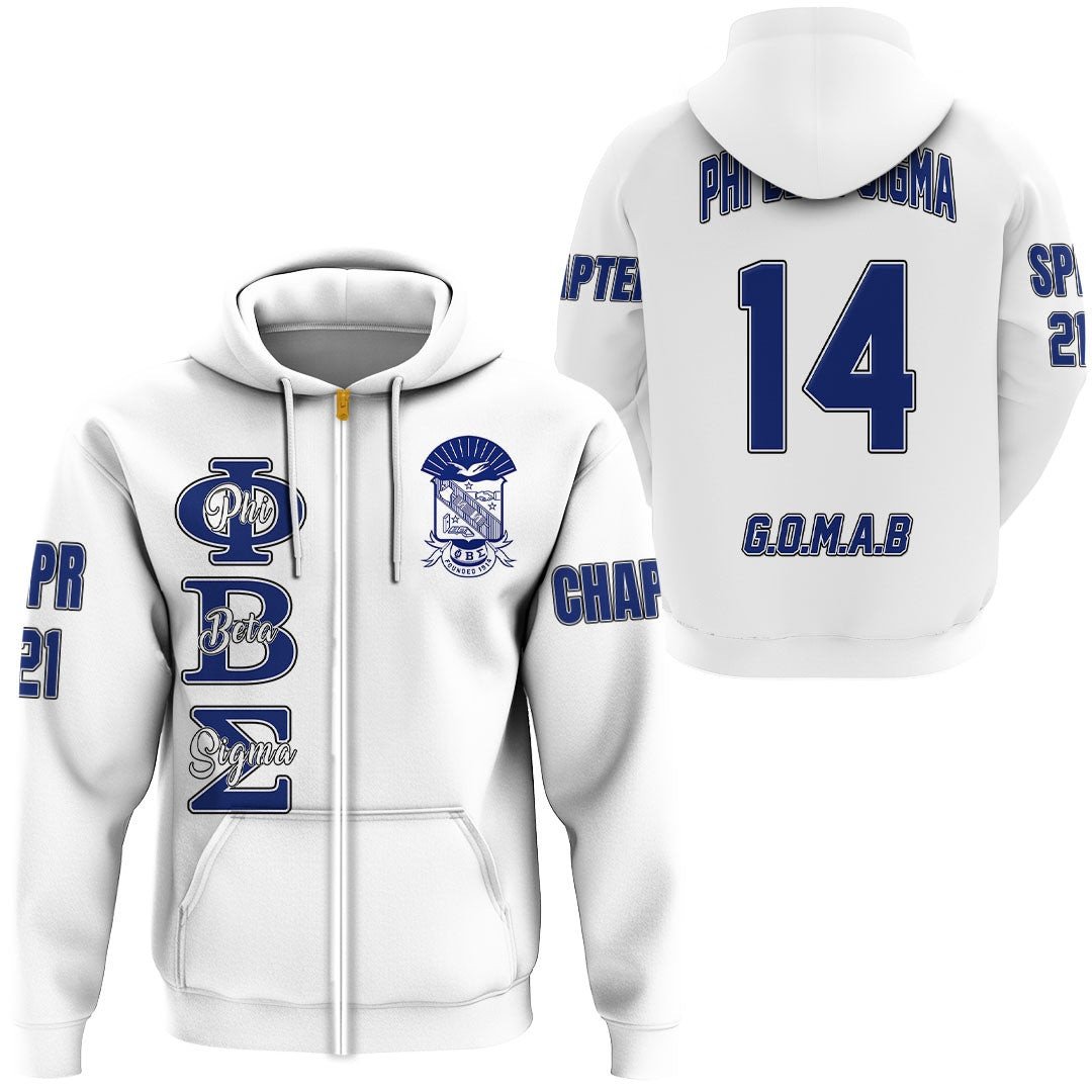 Fraternity Hoodie – Personalized Phi Beta Sigma White Zip Hoodie