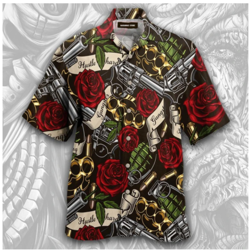 Amazing Tattoo Gun Gangster Rose Hawaiian Shirt | Unisex | Adult | Hw3386