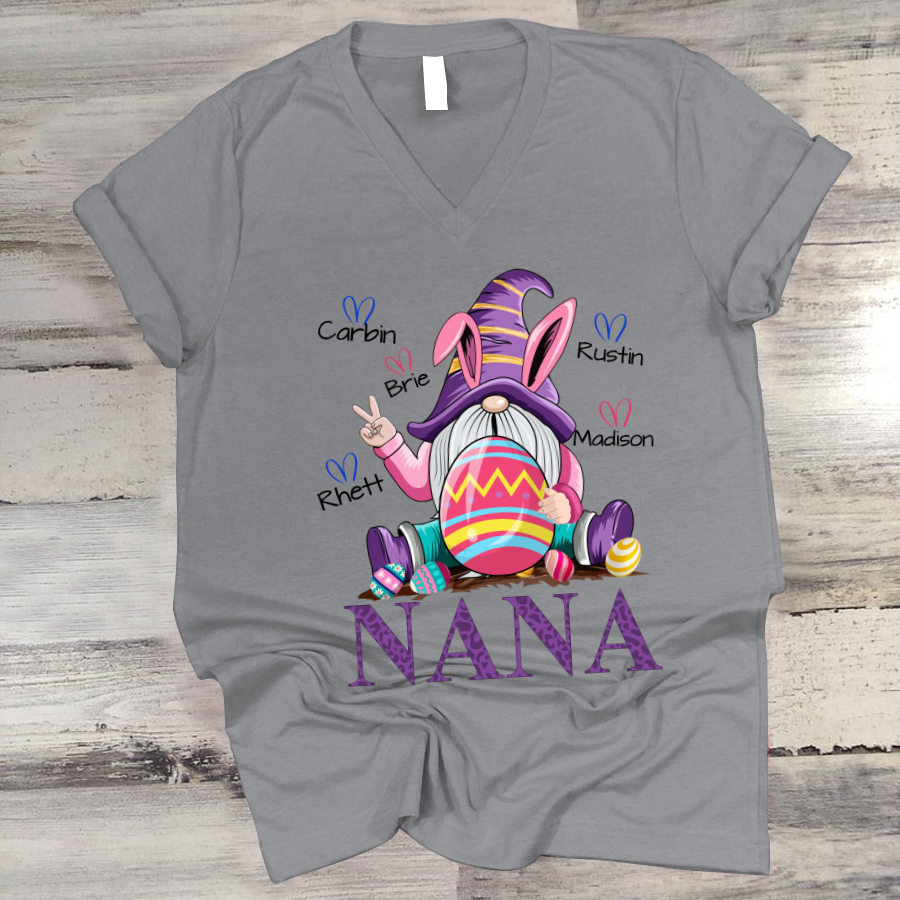 Nana Gnomes Bunny Cute V-Neck