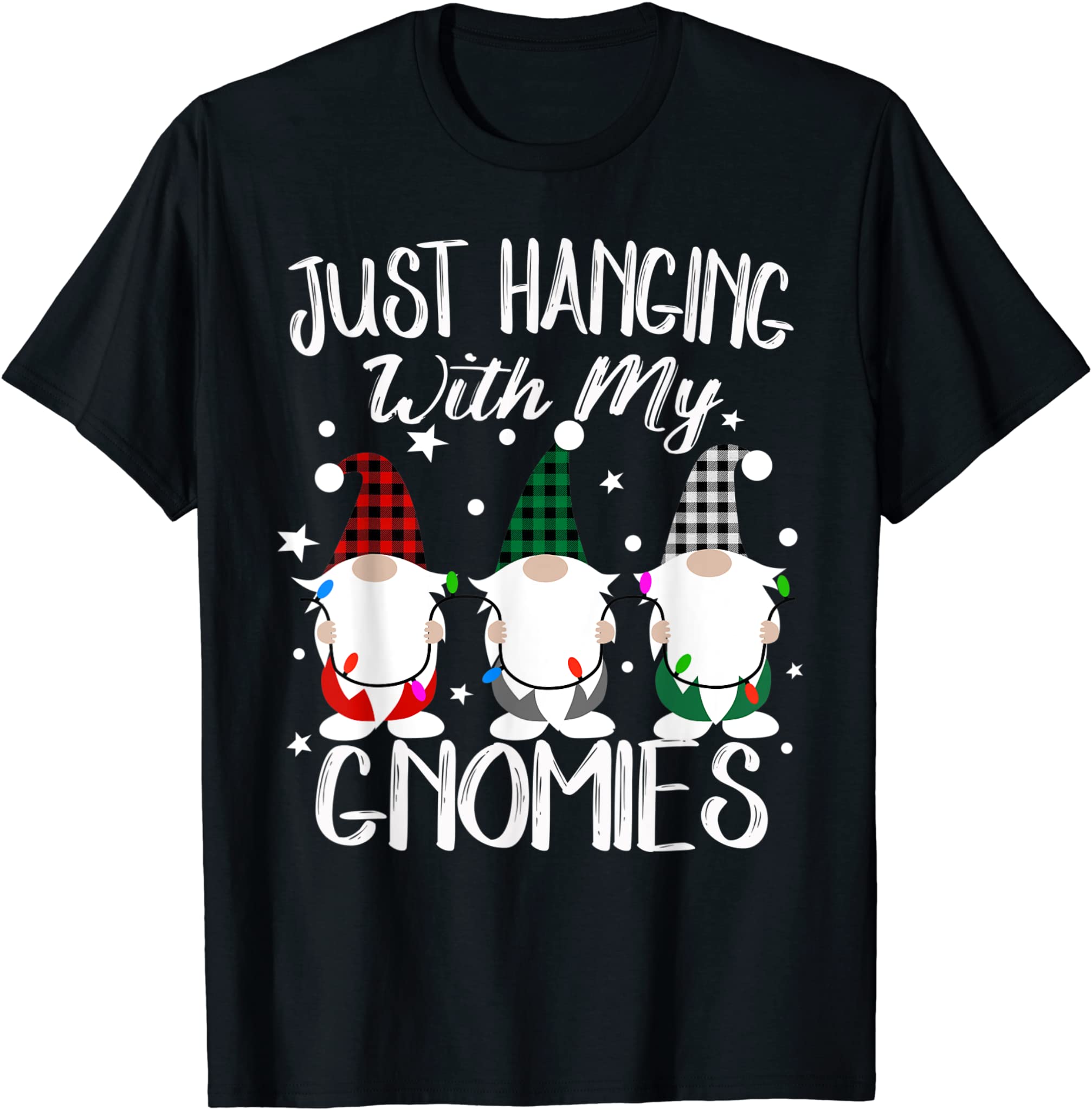 Just Hanging With My Gnomies Funny Christmas Pamajas Family T-Shirt