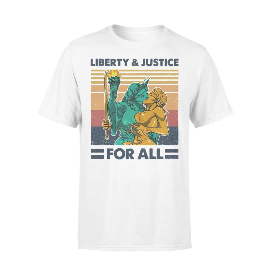 Liberty And Justice For All Lady Kiss Lgbt Pride Vintage T-shirt