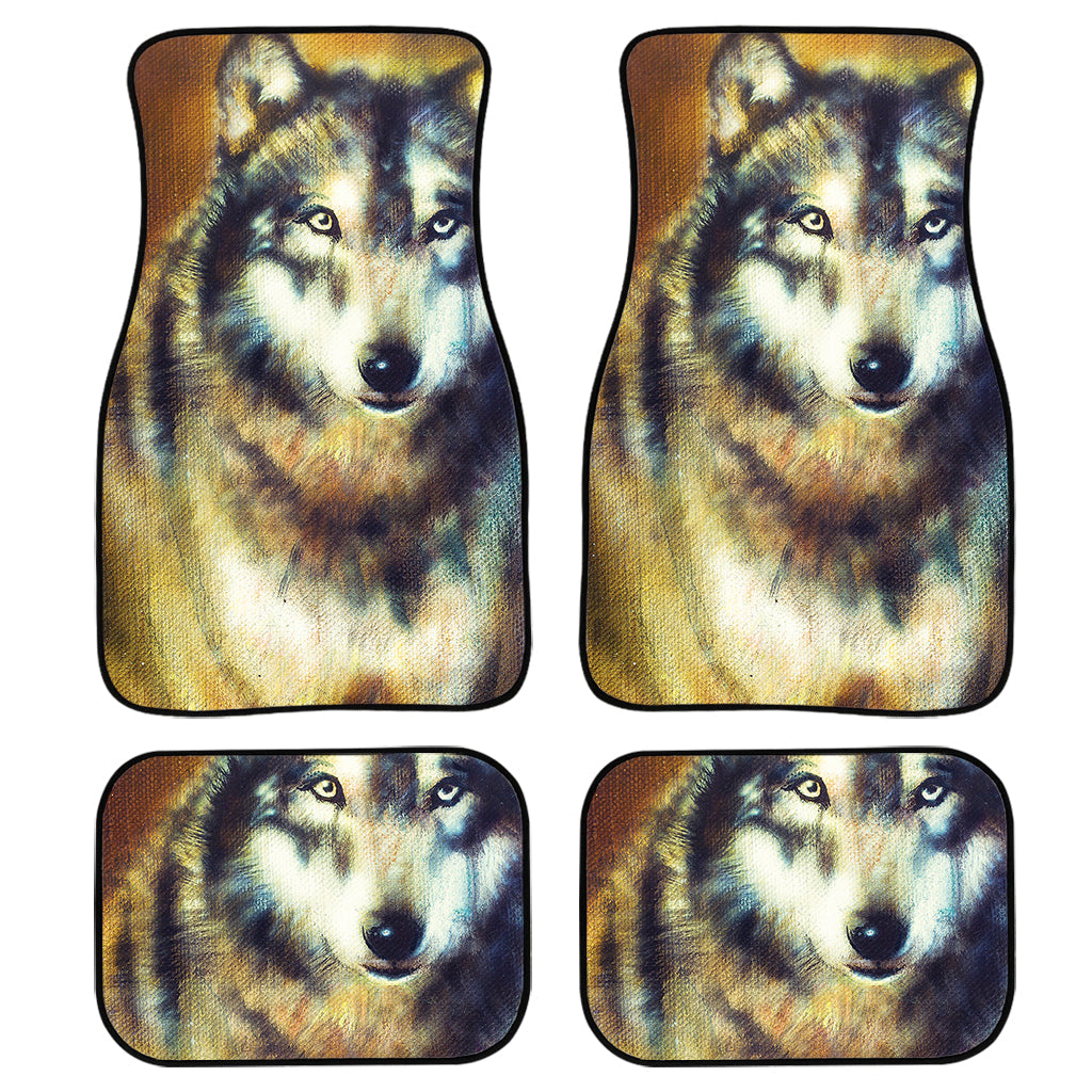 Cosmic Wolf Portrait Print Front And Back Car Floor Mats, Front Car Mat