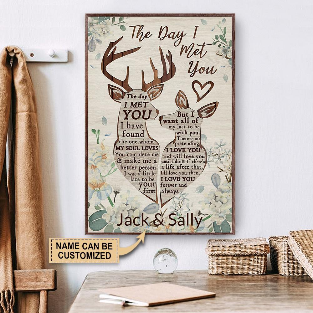 Aeticon Gifts Personalized Deer Flower The Day I Met You Canvas Mom Dad Gift Home Decor